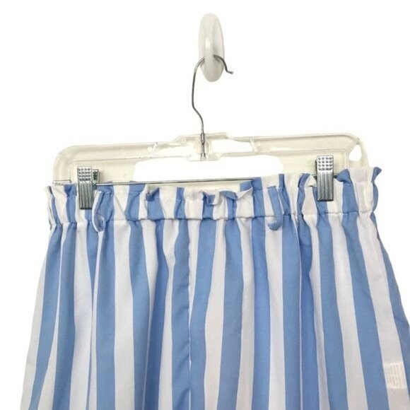 Romwe Blue White Striped Ruffle Hem Pajama Shorts NWT Large - Picture 5 of 9